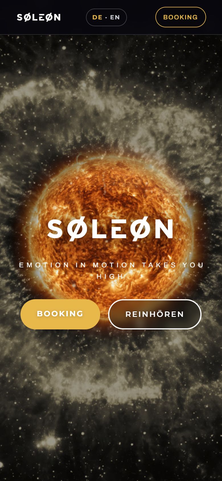 New home page of SØLEØN, mobile