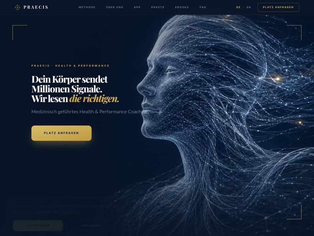 Praecis – Health- und Performance-Coaching, Website von Isoline Studio
