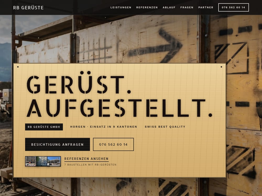 RB Gerüste – Gerüstbau in Horgen, Website von Isoline Studio