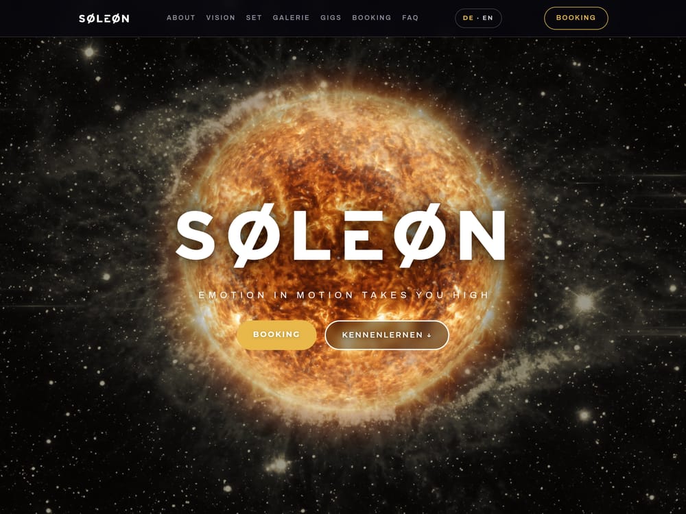 Søleøn – DJ für Melodic House und Techno, Website von Isoline Studio